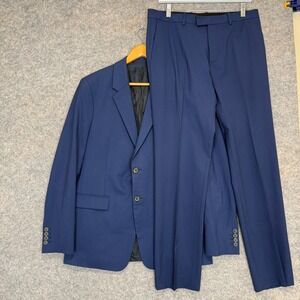 Theory Chambers Traceable Wool Blazer Suit Set Pants Jacket 40R W33 Navy Blue